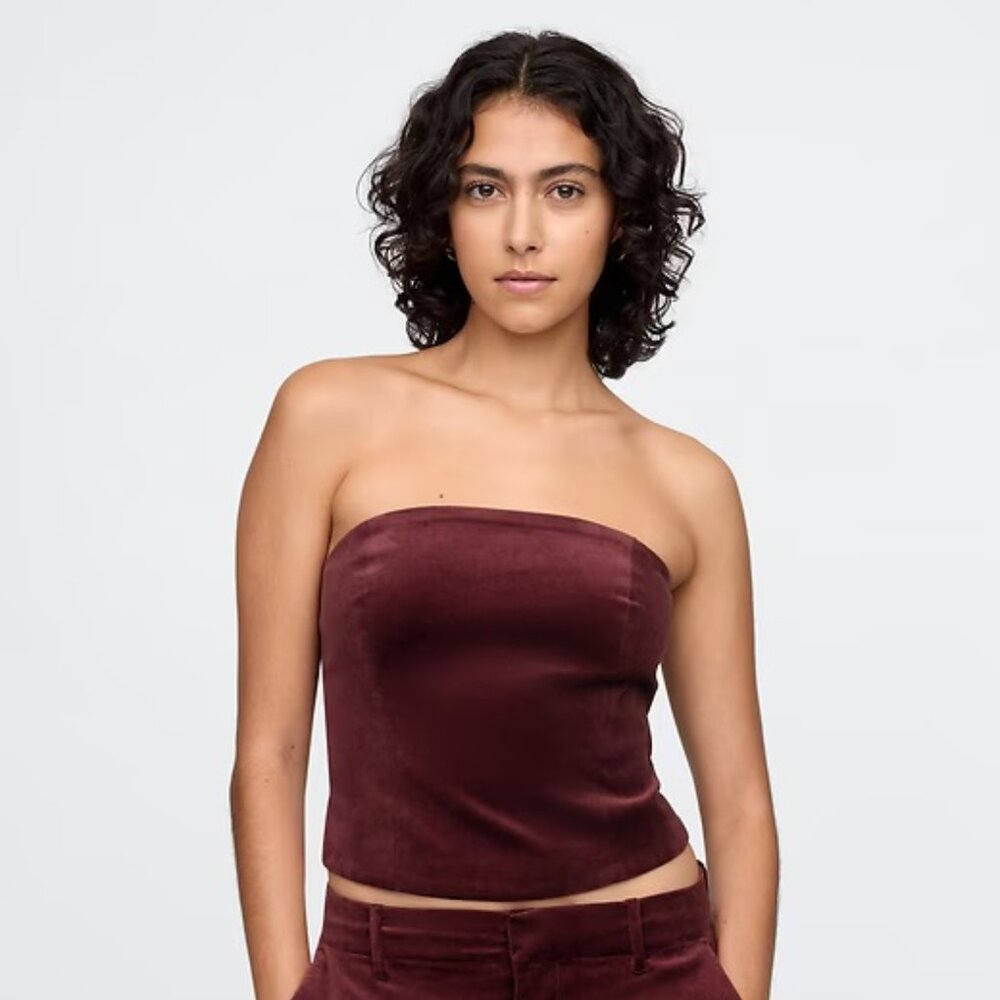 Velvet Cropped Tube Top - Gap - Noir Red